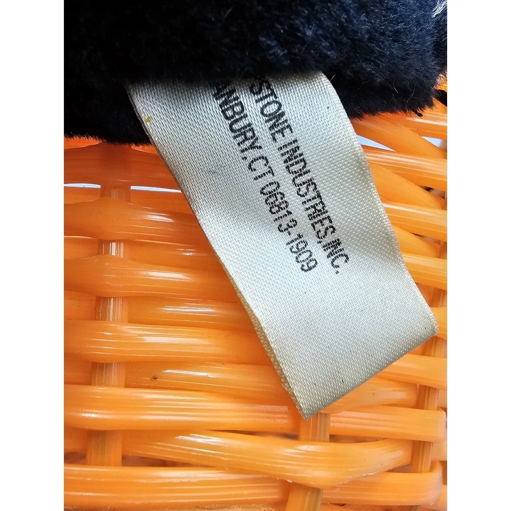 Vintage Topstone Industries Orange Halloween Candy‎ Basket W/ Black Cat Plush